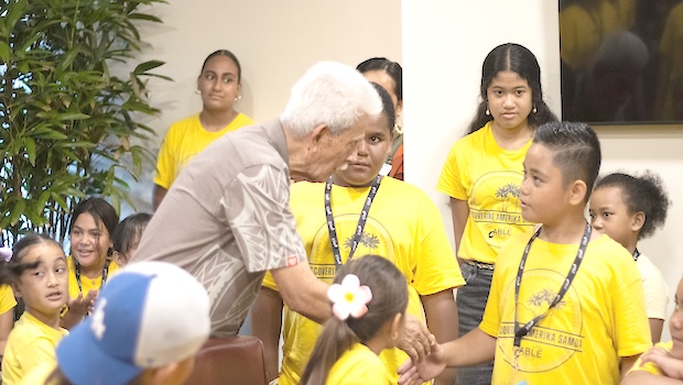  Lt. Gov Pulumataala Ae Ae Jr. in his role as Acting Governor with students