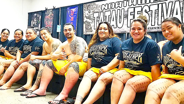  6 women and 2 men who got their traditional malu and pe'a