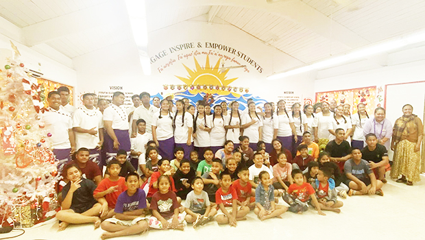 Manu’a High School carolers at Fitiuta Elementary school