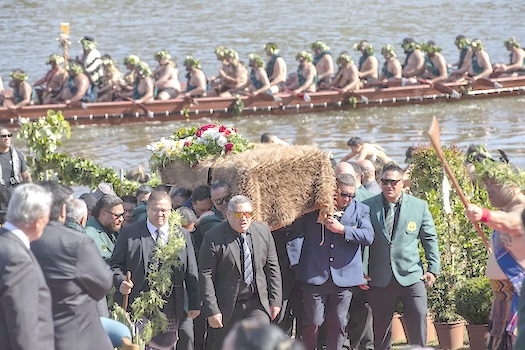 The coffin with the body of New Zealand’s Maori King