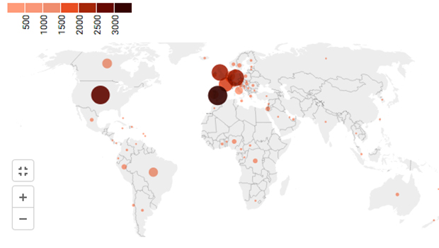 Statistical map of monkeypox outbreak