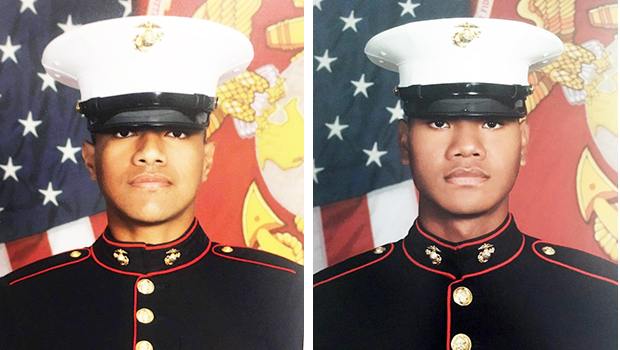 Private Leomiti Fa’amu Jr (left) of of Vailoatai village and Private Rex Junior Iose (right) 