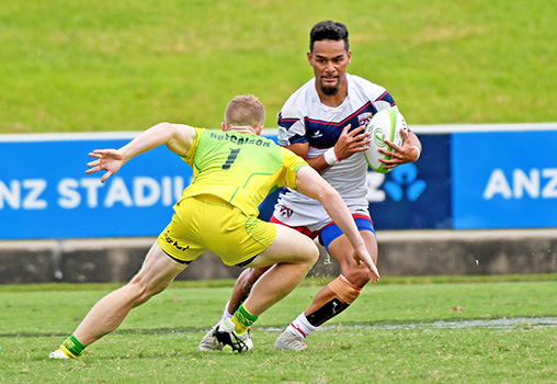 Talavalu ball possesion in their 66-0 loss to Australia