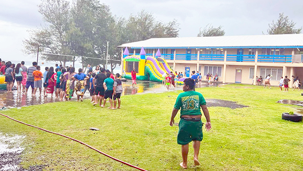 Students on the Matatula Elementary School playground