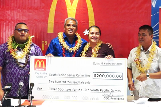 Pacific Games office receives $200,000 from McDonald's Restaurant