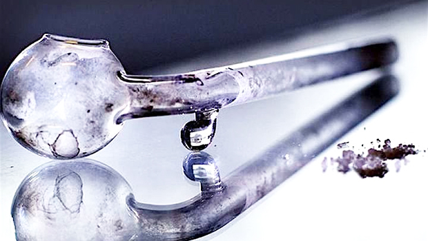 Meth pipe on a mirror