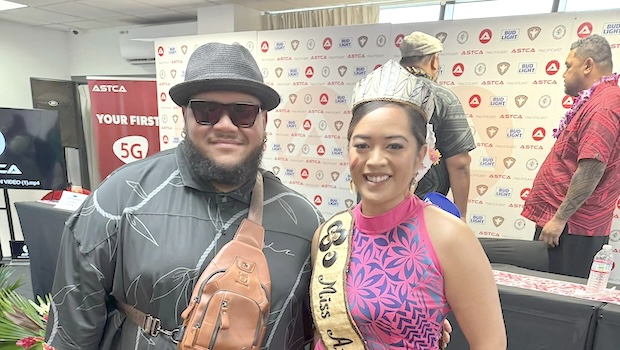 Josh Tatofi and Miss American Samoa