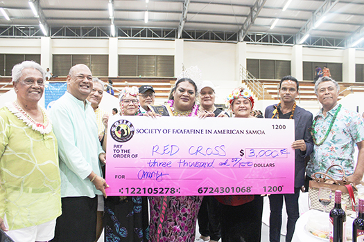 Sa’alea surrounded by members and supporters of the American Samoa Red Cross Chapter