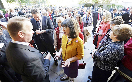 Kate Kelly, center, founder of Ordain Women