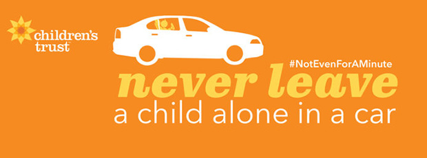 Never leave a child alone in a car graphic