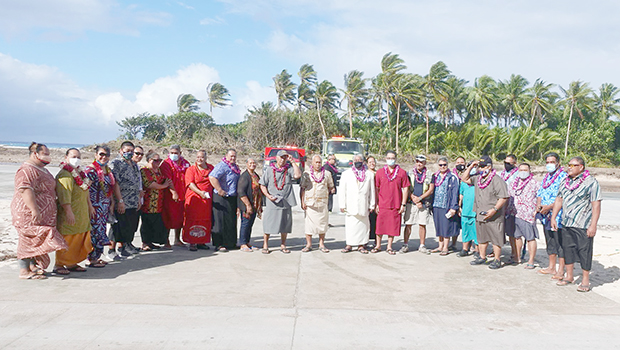 ASG officials and Manu'a leaders at Ofu airport runway