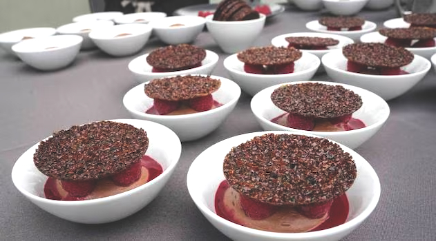 Light chocolate raspberry mousse