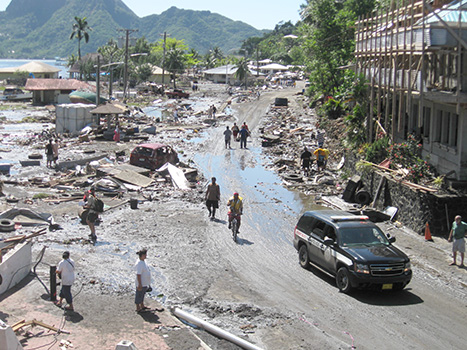 A photo of the bay area shortly after the 2009 tsunami.