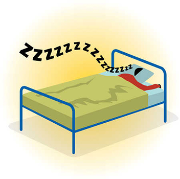 clip art of person sleeping in a bed