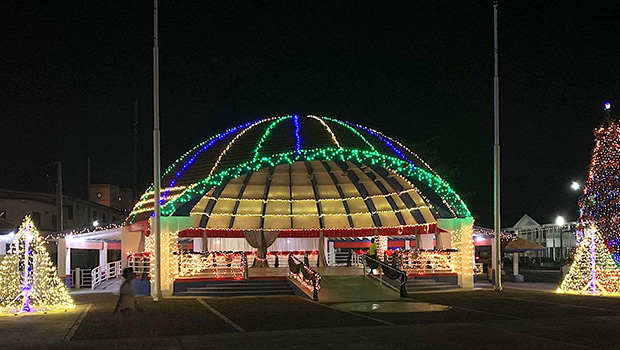 Christmas lights and decorations at Fagatogo Pavillion