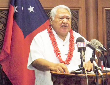 Tuila'epa Sa'ilele Malielegaoi addressing Samoa
