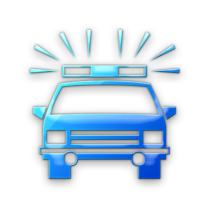Blue police car graphic.