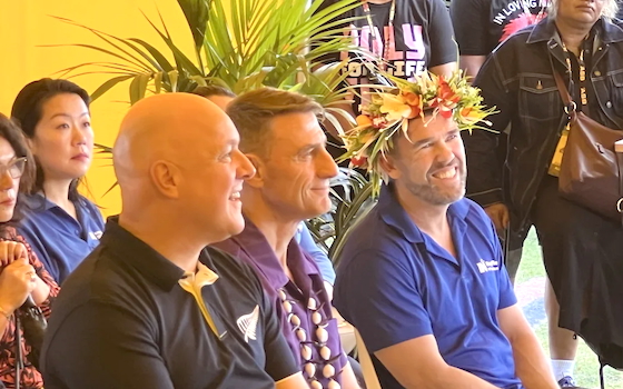 r Luxon, ASB Polyfest Chair Steven Hargreaves, and National MP Greg Fleming