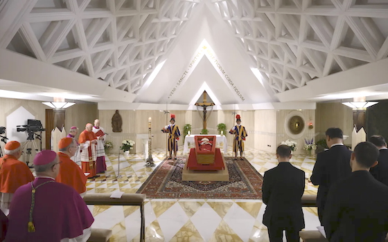 Pope Francis in his open coffin