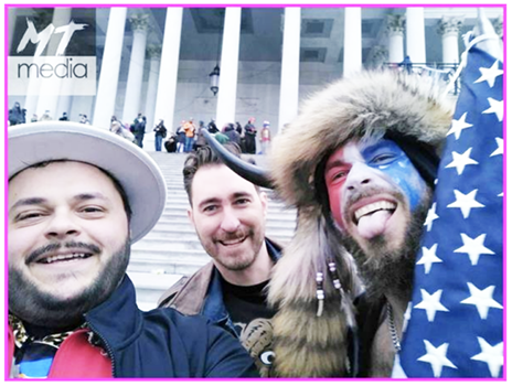 3 QAnon members inside the U.S. Capitol on Jan. 6.