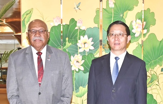Fiji Prime Minister Rabuka and China’s Wang Yubo