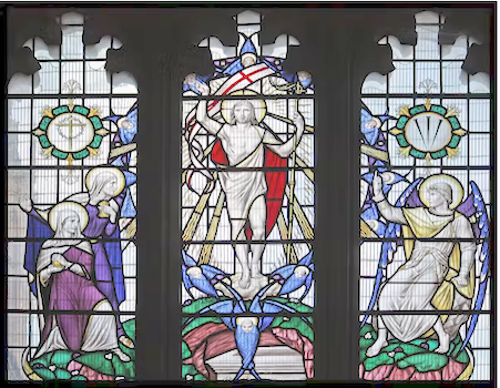 THE RESURRECTION, a stained glass window created by Fr Lawrence Lew