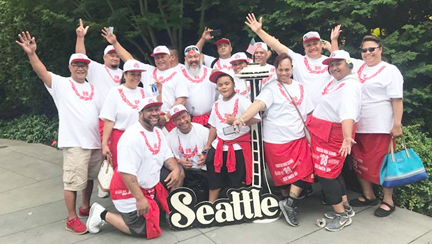 Some members of Faga’itua High School Class of 1988 pose for a photo at the Seattle reunion