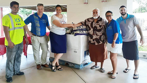 (L-R) ICS’s Rodel Tarray, Rotrary’s Rob Hardman, Beatrice Block of Hope House, Rotary Club President Peter Tinitali and local Rotarians Moe Hardman and AJ Ricci.