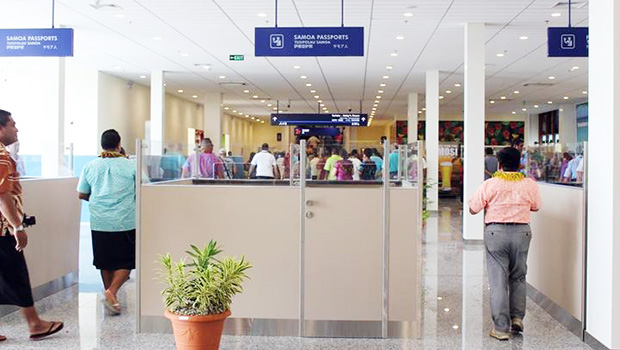 Customs at Faleolo airport in Samoa.
