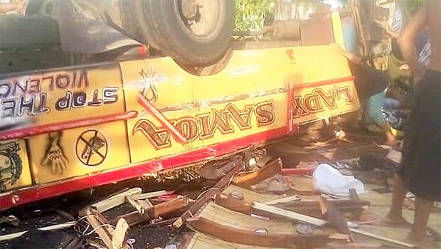 Photo of wrecked bus