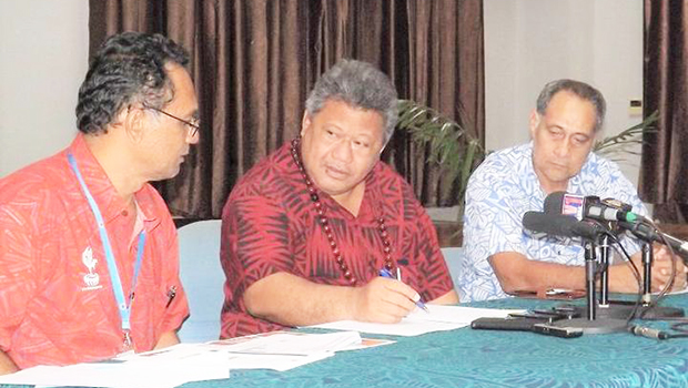 Director General of Health Leausa Dr Take Naseri (middle) with two senior doctors involved