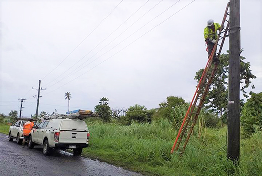 Linesmen repair damage caused