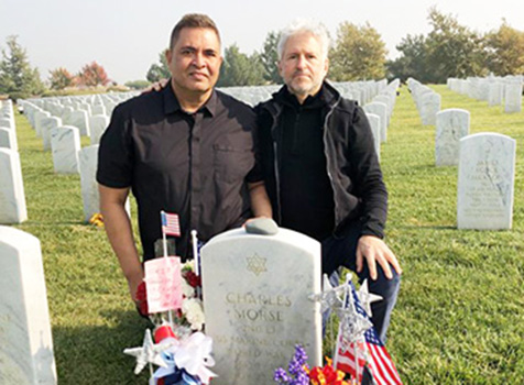 Lennard and Lance at Charles Morse's grave