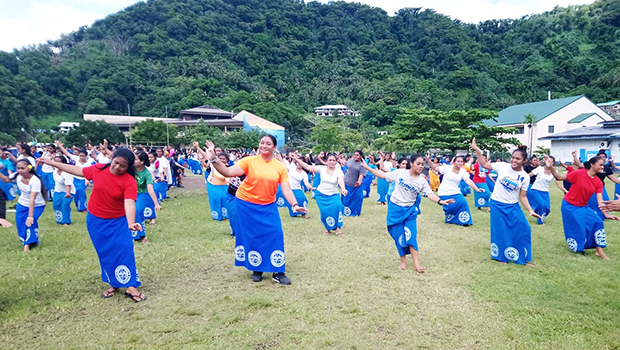 Samoana High School students practice for Flag Day 2019 performance