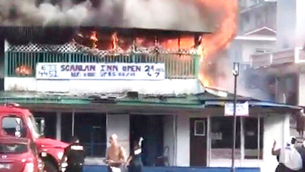 Scanlan building in Fagatogo on fire