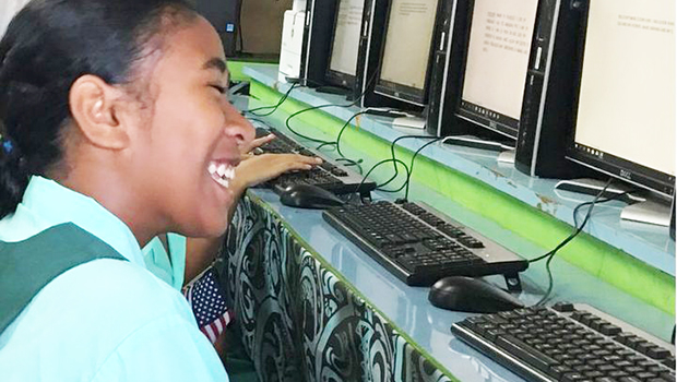 Student in computer lab