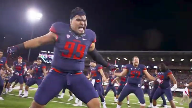 [Screenshot from video of Polynesian football player
