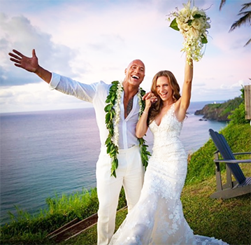 The Rock and bride, Lauren Hashian