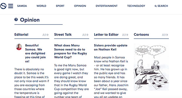 Screenshot of Samoa Observer website