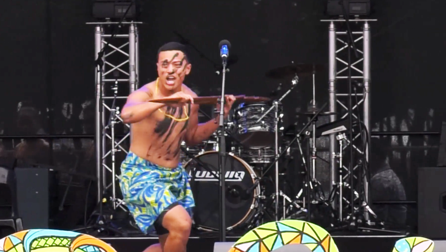 Screen shot of dancer from Wellington Pasifika Festival video 