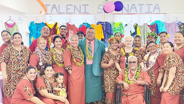 Capstone Assembly of God Church members with completed sewing projects
