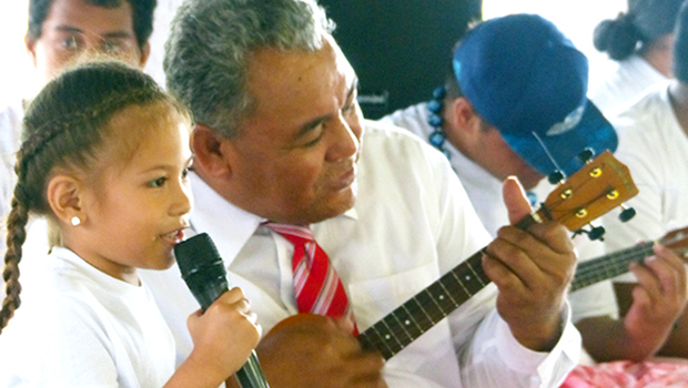 The youngest student, who attended the four weeks 2018 Arts Council summer program, singing and Playing the ukulele, is Paulo Petelo
