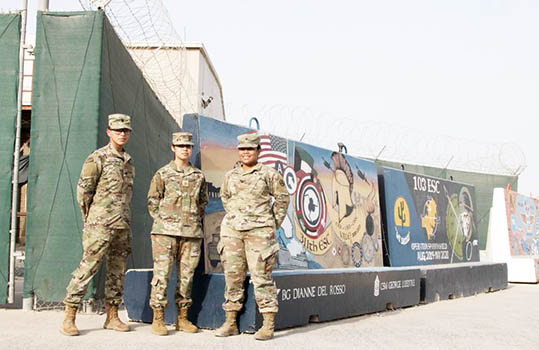 Spc. Miguel A. Martinez, Pvt. 1st Class Janice M. Salazar, and Spc. Onosai Misionare