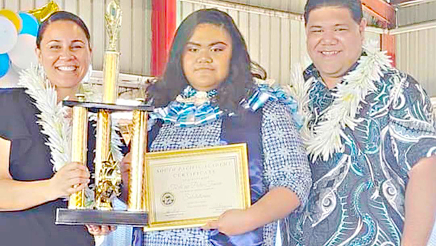 Taeleese Pola-Tunoa with her mother and a counseler. 