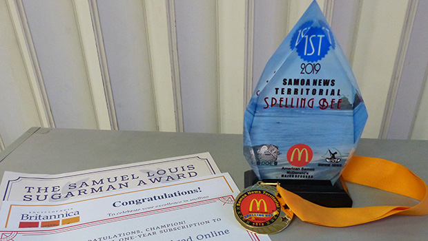 First place trophy for 2019 Samoa News Territorial Spelling Bee