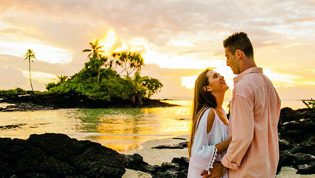 Couple on a beach in Samoa
