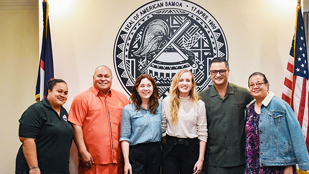 Caroline Boyd and Rachel Kelling with Lt Gov and staff