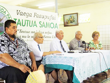 Executive members of the Tautua Samoa Party with party president, Luagalau Dr Woods Salele