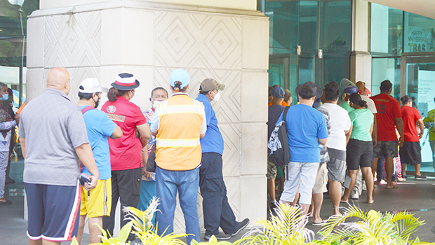 People in line at TBAS