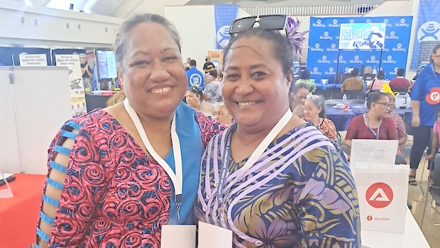 Teachers at tech booth